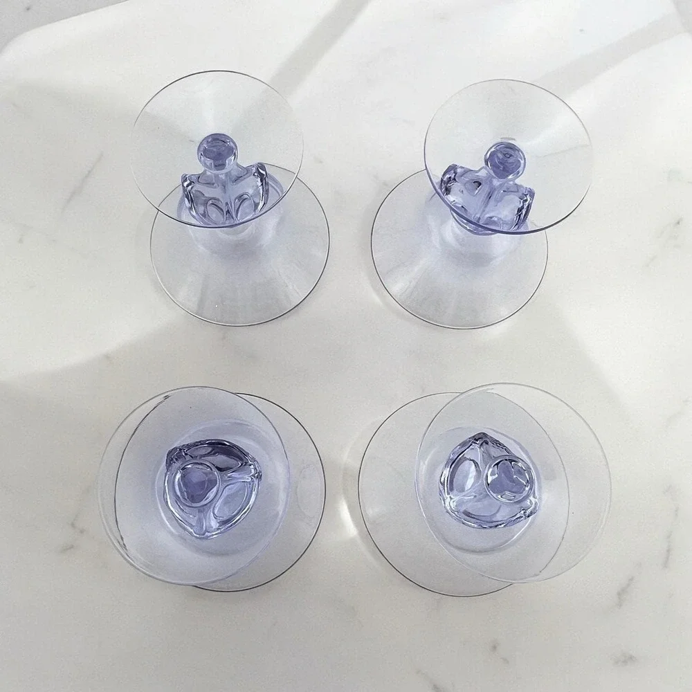 Tiffin Twilight Neodymium Glass Purple/Blue 4 Champagne Coupes Sherbets #17578